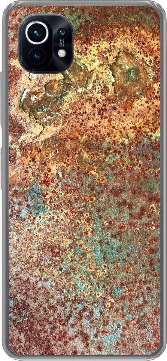 Telefoonhoesje Geschikt voor Xiaomi Mi 11 hoesje - Kleuren - Metaal - Roest print - Structuur - Abstract - Siliconen Telefoonhoesje Telefoonhoesje