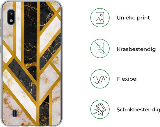 Coque Samsung Galaxy A10 - Marbre - Or - Glitter - Luxe - Siliconen