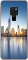 Geschikt voor Huawei P40 Lite hoesje - New York - Skyline - Reflectie - Siliconen Telefoonhoesje