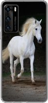 Geschikt voor Huawei P40 hoesje - Paarden - Zand - Donker - Siliconen Telefoonhoesje