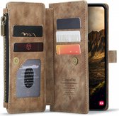 CaseMe C30 Hoesje Geschikt voor Samsung Galaxy S24 | Wallet Zipper Book Case met Pasjeshouder | Beschermhoes met Portemonnee | Bruin