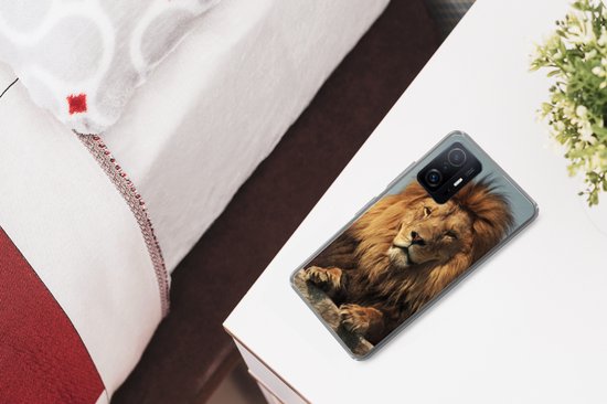 Telefoonhoesje Geschikt voor Xiaomi 11T Pro hoesje - Leeuw - Rots - Portret - Siliconen Telefoonhoesje Telefoonhoesje