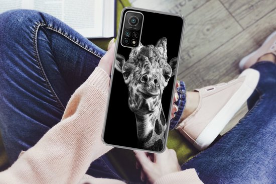 Xiaomi Mi 10T 5G - Girafe - Animal - Zwart - Wit - Coque de téléphone en Siliconen
