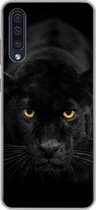Geschikt voor Samsung Galaxy A50 hoesje - Luipaard - Ogen - Zwart - Siliconen Telefoonhoesje