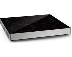Klarstein Inductiekookplaat TrinityCook - vrijstaand, 3400 watt, touchbediening, 3 kookzones, timer, 9 vermogensniveaus, 60 tot 240 °C, oververhittingsbeveiliging, kinderslot, zwart - Inductie Kookplaat - 60 cm - voor Keuken - Schuifregelaar