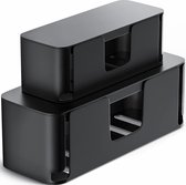 Set van 2 kabelboxen groot en klein, kabelorganizer, kabelbeheerbox, kabelverbergbox voor het verbergen van overspanningsbeveiliging, zwart