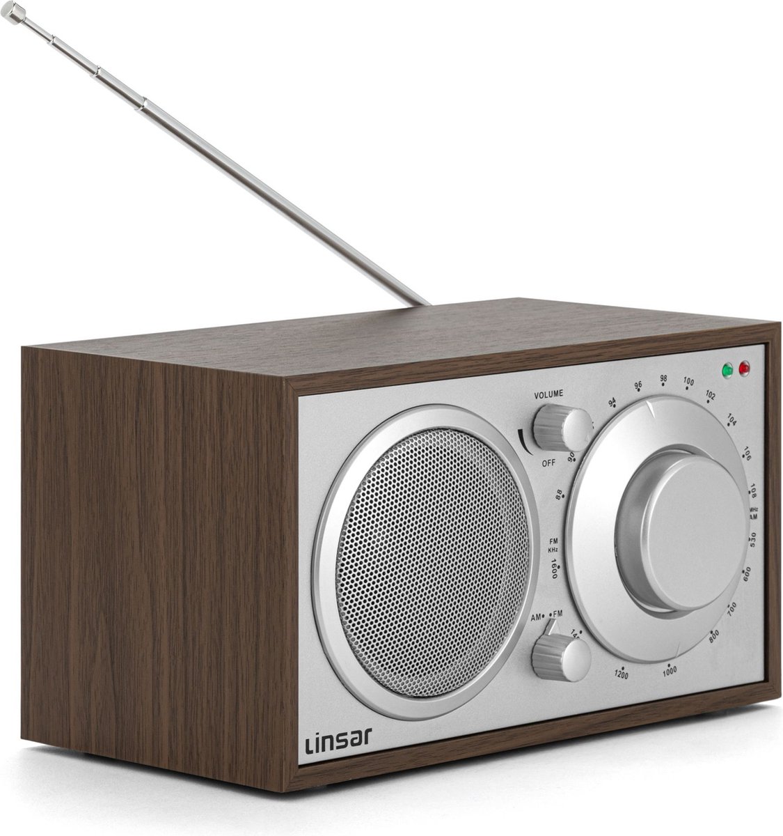 Linsar Nostalgische radio in tijdloos houten design, analoge instelling AM/FM, ingebouwde mono-luidspreker, AUX-IN-functie, hoofdtelefoonfunctie, hoogwaardige bedieningsknoppen, keukenradio