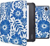 iMoshion Ereader Cover / Hoesje Geschikt voor Kobo Libra 2 / Tolino Vision 6 - iMoshion Design Slim Hard Case Sleepcover Bookcase met stand - Moederdag Cadeautje - Flower Tile