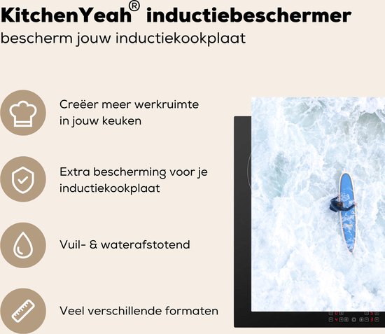 KitchenYeah® Inductie beschermer 78x78 cm - Sport - Surfen - Golven - Kookplaataccessoires - Afdekplaat voor kookplaat - Inductiebeschermer - Inductiemat - Inductieplaat mat