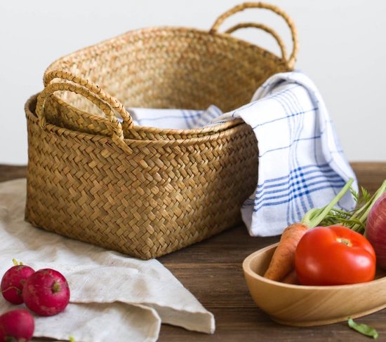Panier Tissé Bac De Rangement En Rotin Jonc De Mer Panier En Osier Avec