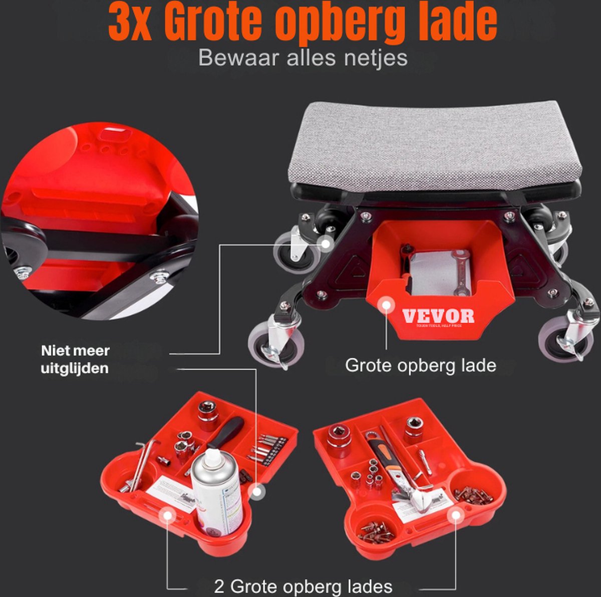 UISEBRT Mobiele werkplaatskruk met plank en wielen, belastbaar tot 150 kg, werkplaats, voertuigonderhoud, machineonderhoud, doe-het-zelvers (rechthoekig UISEBRT Mobiele werkplaatskruk met plank en wielen, belastbaar tot 150 kg, werkplaats, voertuigonderhoud, machineonderhoud, doe-het-zelvers (rechthoekig