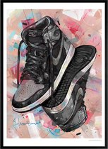 Sneaker print upside down shadow 1.0 51x71 cm *ingelijst & gesigneerd