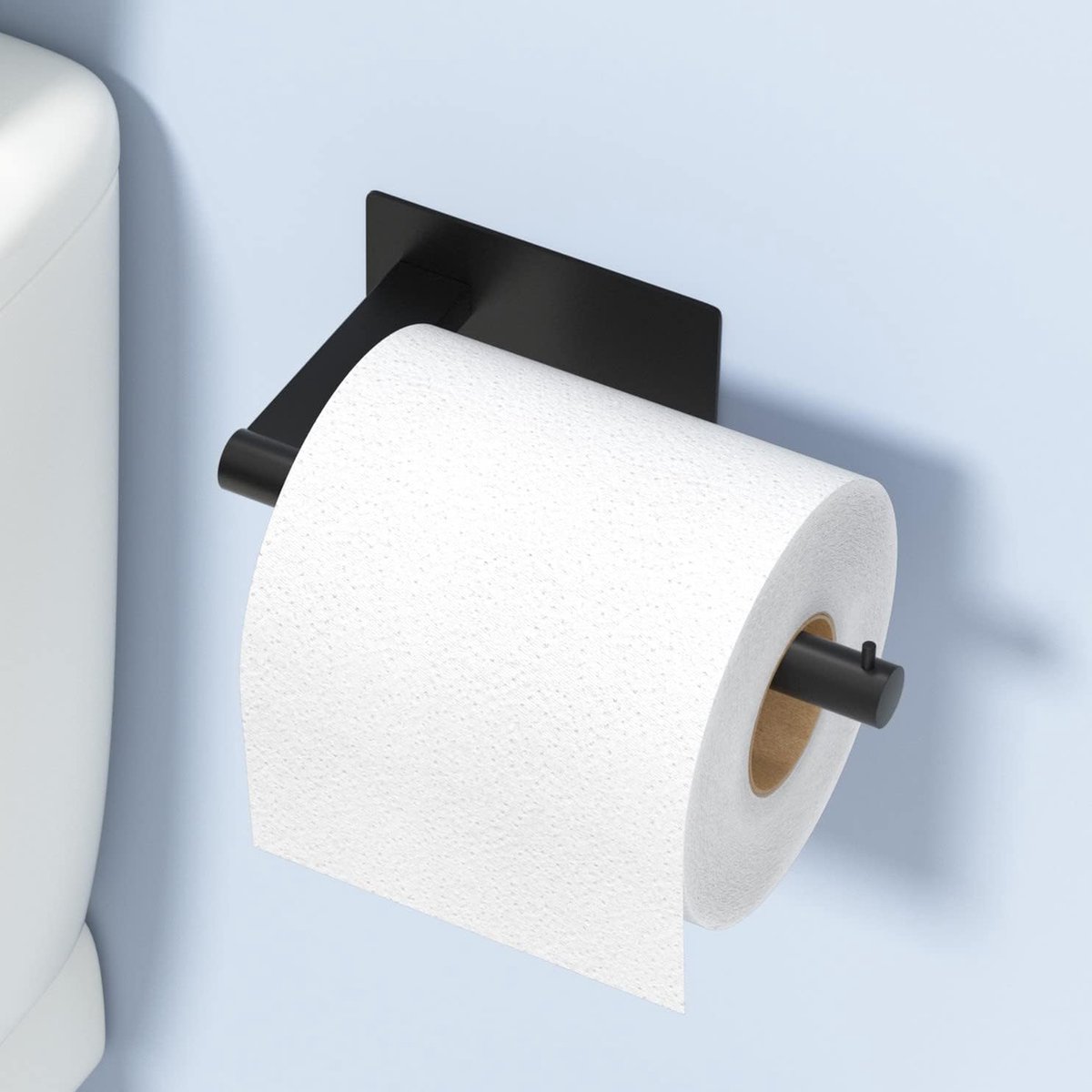 RVS toiletpapierhouder - Zwart - Zonder boren - Toiletrolhouder - Wcpapierhouder - Roestvrij staal - Wcpapierrolhouder - Zelfklevend - Toilet - Badkamer