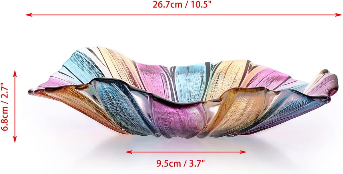 Bol à Fruits En Verre Coloré Peint à La Main Avec Perles - Assiette Décorative Pour Présenter Salade, Dessert, Gâteau, Bonbons, Collation Pour La