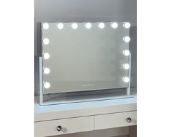 Bright Beauty Vanity hollywood make up spiegel met verlichting - 60 cm x 50 cm - zonder rand - drie lichtstanden - roteerbaar -wit