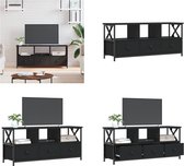 vidaXL Tv-meubel 102x33x45 cm bewerkt hout en ijzer zwart - Tv-meubel - Tv-meubelen - Tv-standaard - Televisiemeubel