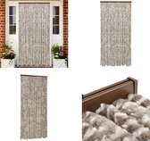 vidaXL Vliegengordijn 100x220 cm chenille taupe en wit - Deurgordijn - Deurgordijnen - Insectengordijn - Insectengordijnen