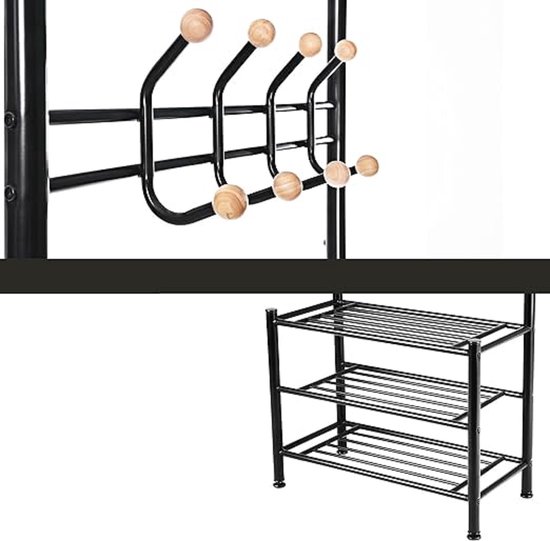 Relaxdays Kapstok Staand 8 Haken Metaal 169 X 40 48 Cm Hal Zwart 1296628695