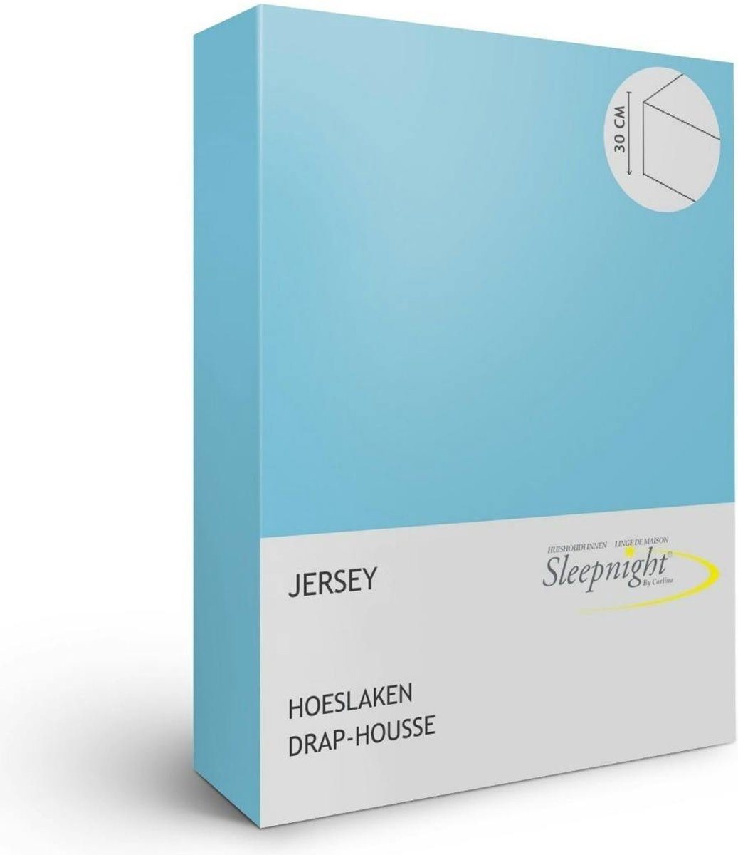 Sleepnight Hoeslaken - Jersey - (hoekhoogte 30 cm ) turquoise - B 160 x L 200 cm - Lits-jumeaux Strijkvrij - Geschikt voor Standaard Matras/Boxspring/Matras + Topper - 843247-B 160 x L 200 cm