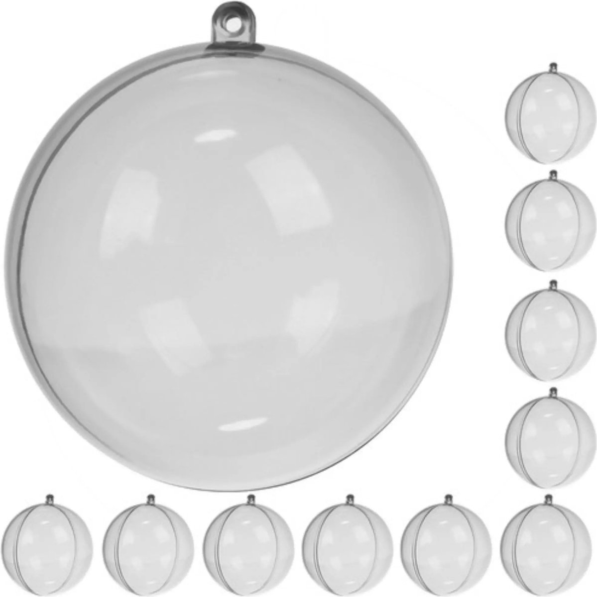 Transparante kerstballen 10cm set van 10 stuks Ruhhy 22277
