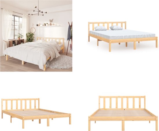 vidaXL Bedframe massief grenenhout 140x200 cm - Bedframe - Bedframe - Bed Frame - Bed Frames