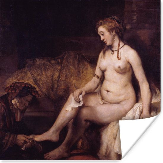 Poster Bathsheba in het bad - Rembrandt van Rijn - 75x75 cm