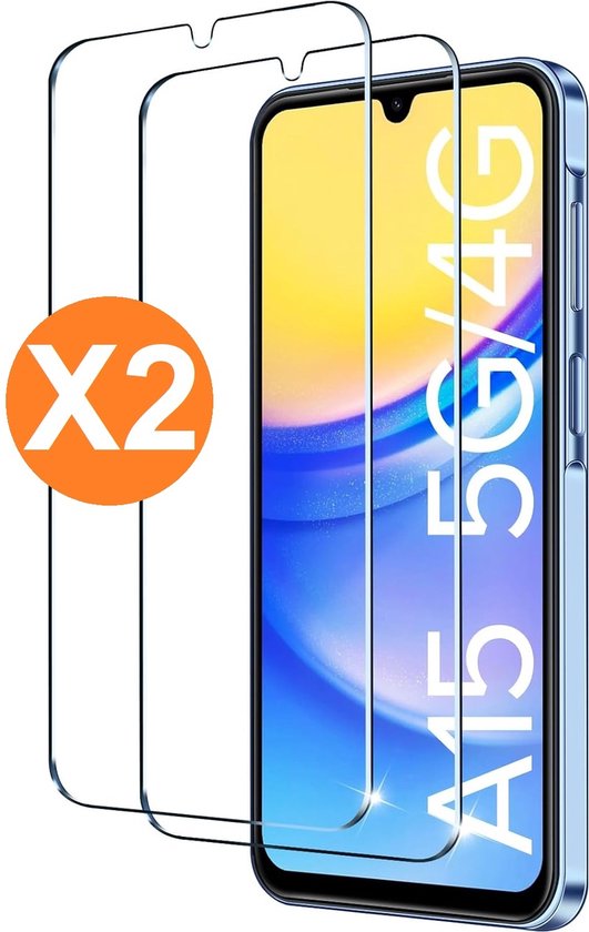 Screenprotector geschikt voor Samsung A15 (4G/5G) - gehard Glas Tempered Glass - 2 Stuks