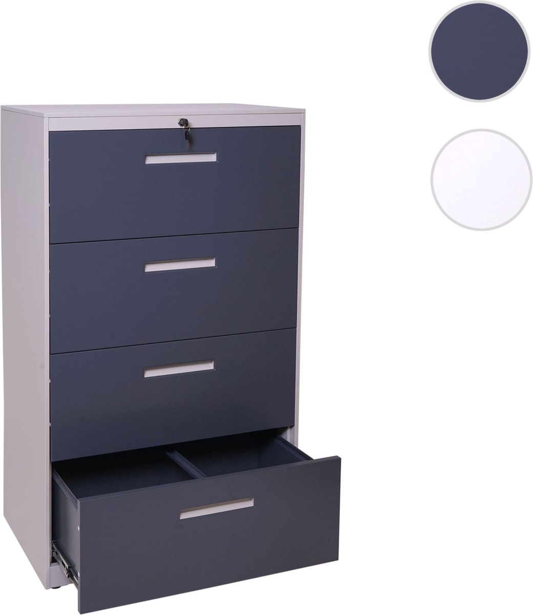 Cosmo Casa Hangend Archiefkast - Archiefkast - Kantoor Kast - Stalen Kast - A4 Afsluitbaar - 132x76x46cm - Grijs-Donker - Grijs