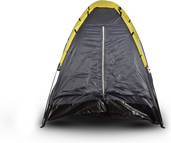 Discountershop Lichtgewicht Koepeltent 2 Persoons - Grijs/Geel - Geschikt voor Kinderen - 200cm x 120cm - Waterbestendig voor Kamperen & Outdoor - Eenvoudig Op te Zetten