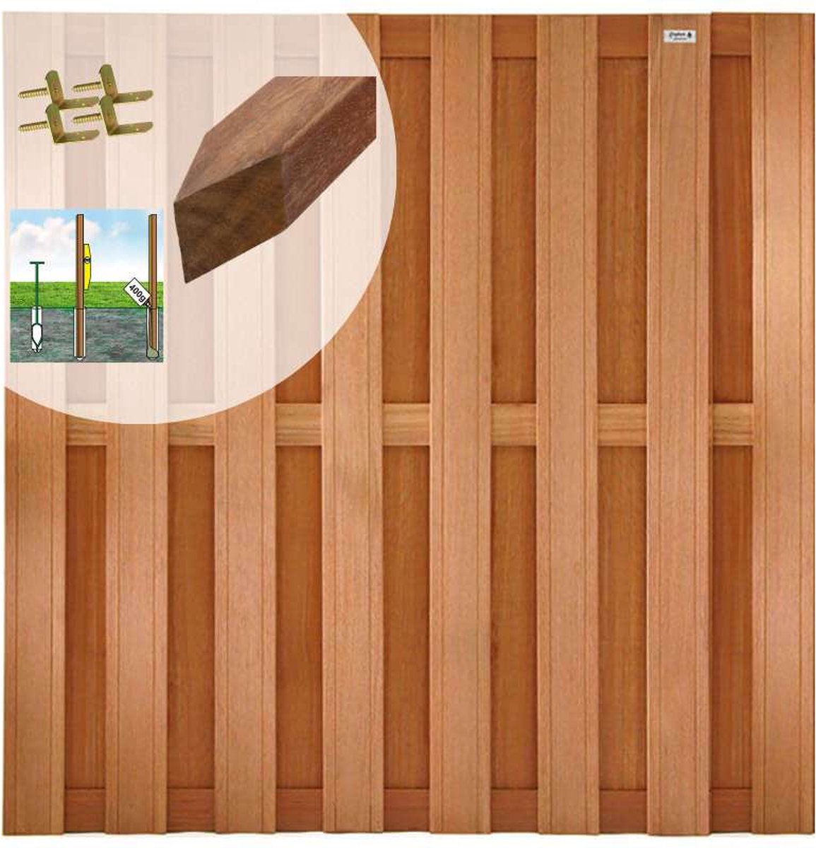 Elephant Schutting set hardhout bankirai Timber recht 15L rvs v-groef (5 74 meter)
