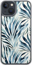 Casimoda® hoesje - Geschikt voor iPhone 13 Mini - Japandi Waves - 2-in-1 case - Schokbestendig - Water - Verhoogde randen - Blauw, Transparant