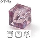 Swarovski Elements, 12 stuks kubus kralen (5601), 4mm, light amethyst