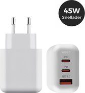 45W Adapter Snellader - USB - USB C Oplader – Snellader iPhone 14 - iPhone 13 - iPhone 12 – iPhone 11 GaN - 3 Poorten