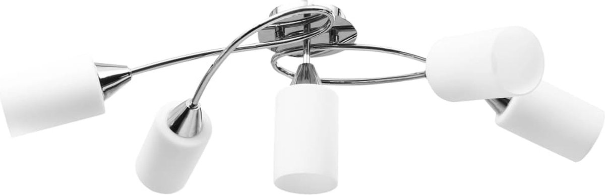 Beroli - Plafondlamp - Met Keramieken Cilindervormige Kappen - 5xE14 - Wit: Stijlvolle en Sfeervolle Plafondverlichting met Keramieken Kappen