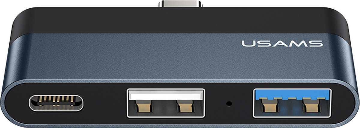 USAMS Type-C Mini-Hub met 2x USB-A en 1x USB Type-C poort