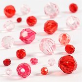 Glaskralen - Hobbykralen - Glasbeads - Sieraden Maken - Rood, Roze Harmonie - Afm. 4-12mm - Gatgrootte: 1, 2, 5mm - Creotime - 45 stuks