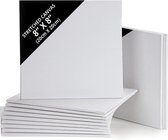 Kurtzy 12 Pak Blanke Canvassen – 20 x 20cm – Voorgerekte Vierkante Canvassen Paneel Borden – Geschikt Voor Acryl en Olie Verven, Schetsen en Tekenen