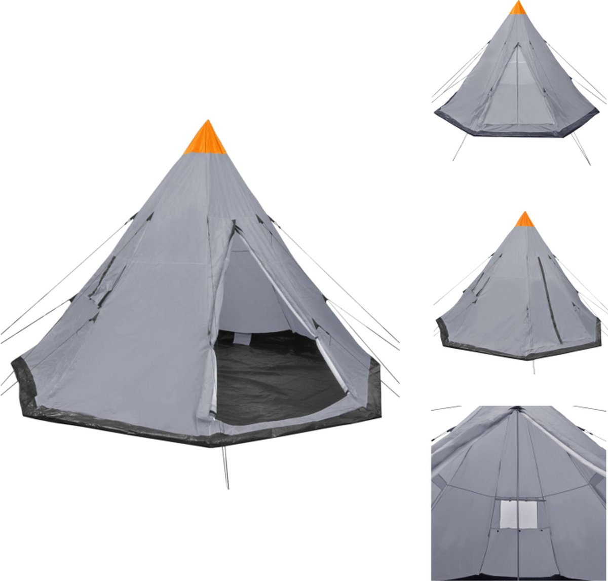 vidaXL Kampeertent - 4-persoons - 300 x 200 cm - Blauw - Tipi-uitstraling - Tent