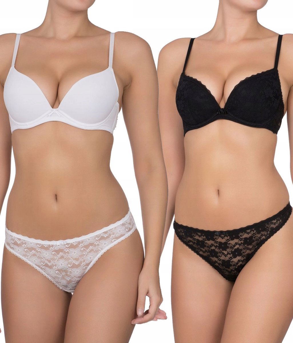 Dorina 2-Pack Push up / Plunge BH's - Sonia - Goedkope T-shirt kanten Bh's - 3/4 Cup - 100B