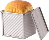 Pan met lip, deegcapaciteit, niet-klevend, rechthoekig, golf, toastbox voor oven, bakken, 9,5 x 9,9 x 9,9 cm, champagnegoud