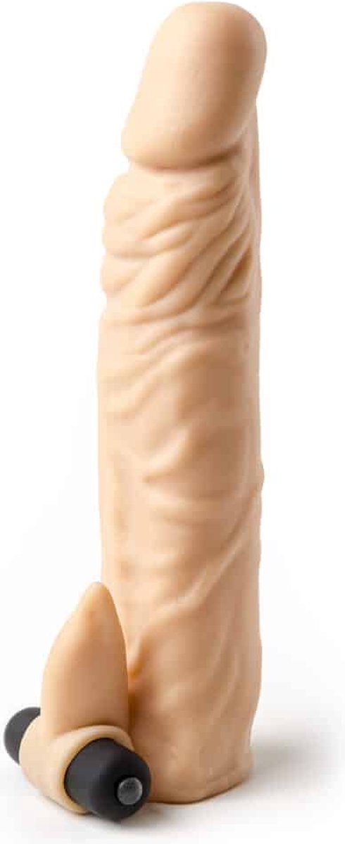 Vibrerende penis sleeve die echt aanvoelt - 20 cm - beige