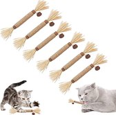 Kattenkruid sticks - 6x stuks - kattensticks voor tandreiniging, kauwsticks voor katten,matabi stokjes kat, kattenkruidstokken, biologisch, katten, tandverzorging, speelgoed, kauwsticks, kattenkauwspeelgoed
