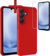 Hoesje Geschikt voor Samsung A25 Hoesje Siliconen Case Hoes Met Screenprotector - Hoes Geschikt voor Samsung Galaxy A25 Hoes Cover Case - Rood