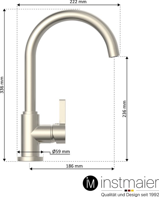 instmaier K3 - Robinet de cuisine - Rotatif à 360° - Basse Pression - Aspect inox