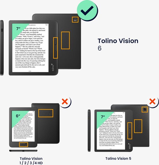 kwmobile e-reader hoesje geschikt voor Kobo Libra 2 hoes - E reader flip case met magnetische sluiting - Ereader cover - Bonte dinosauriërs design in paars / geel / blauw van Merkloos — afbeelding 5