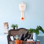 Wandklok Blank Hout & Neon Oranje