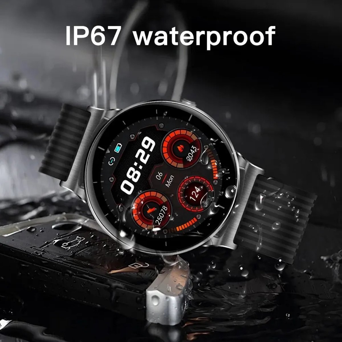 Kumi Gw1 Mannen Smart Horloge Sport Fitness Thermometer Bloeddrukmeter Ip67 Waterdichte Smartwatch Voor Ios Android Telefoon