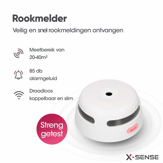X-Sense Link+ Pro Slimme Rookmelder bundel - 1 XS01-M Rookmelder en ...
