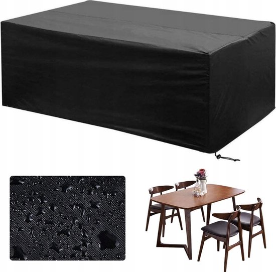 Foto: Tuinset beschermhoes waterdicht met trekkoord en goede afwatering b242 x l160 x h100cm zwarte hoes tuinmeubel tuinmeubelhoes tuinsethoes loungeset hoes tuintafel hoes