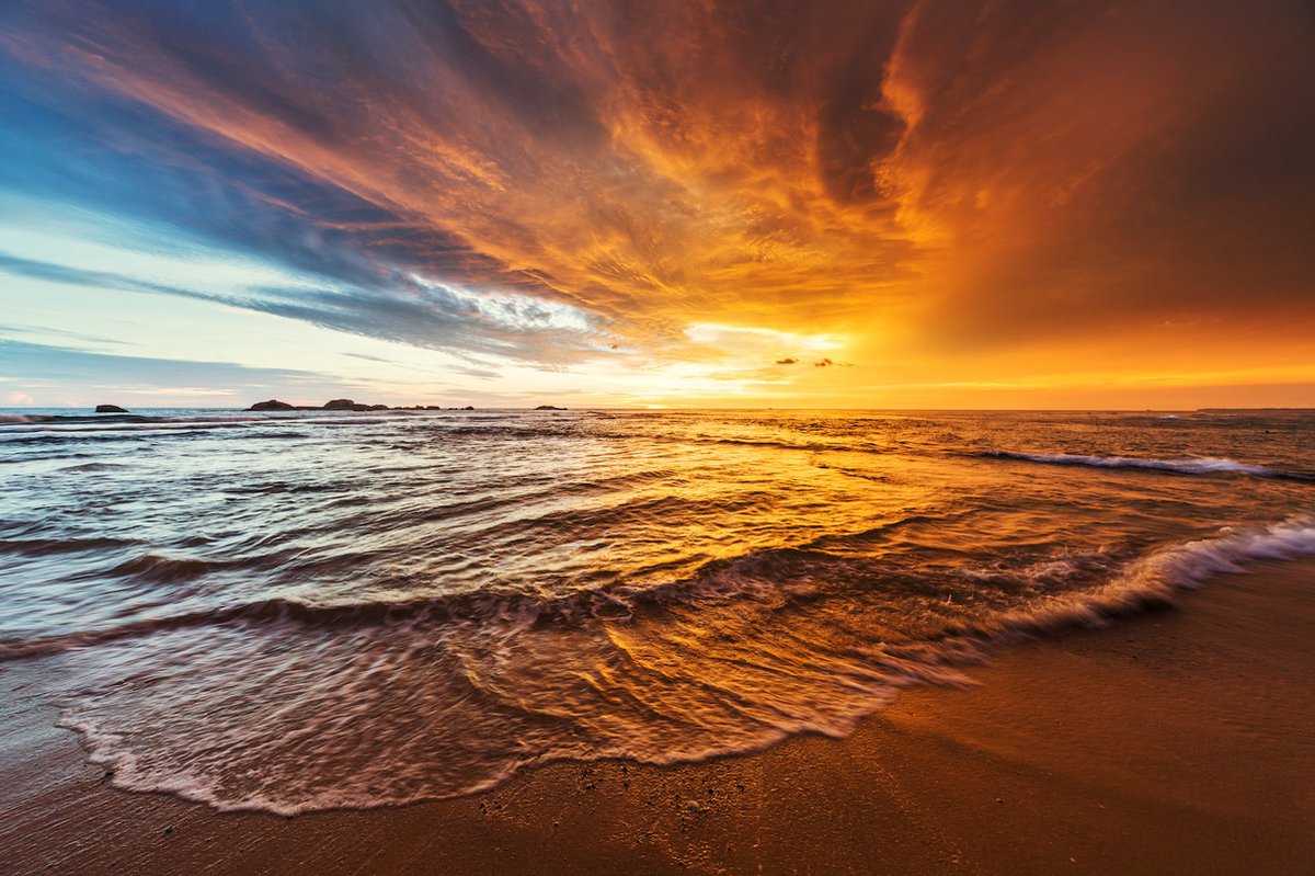 karo-art Poster - Zonsondergang op zee, Prachtig vergezicht , premium print Multikleur